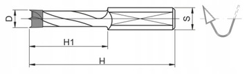 Правое слепое сверло D=8x50/S=10/H=70
