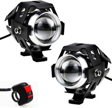 2x HALOGENY MOTOCYKLOWE LAMPY REFLEKTORY RING LED