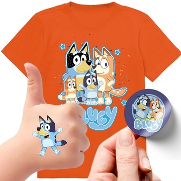 ZESTAW KOSZULKA + TATUAŻE NAKLEJKI BLUEY BLUE 152