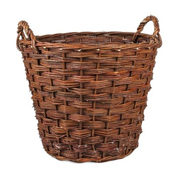 POLSKI DUŻY KOSZ WIKLINOWY Z UCHWYTAMI NA DREWNO LIŚCIE 45L 51x51x43/50 cm