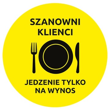 NAKLEJKA NA SZYBĘ 30cm JEDZENIE NA WYNOS lokal