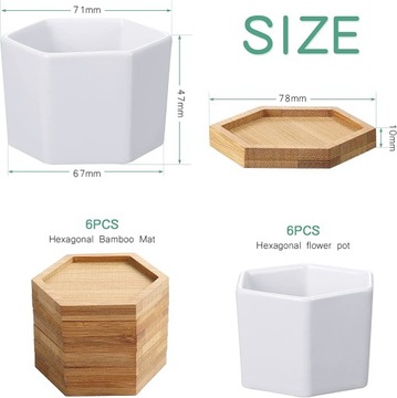 КЕРАМИЧЕСКИЕ ГОРШКИ ДЛЯ СУККУЛЕНТОВ, КРЫШКИ, 6 шт.