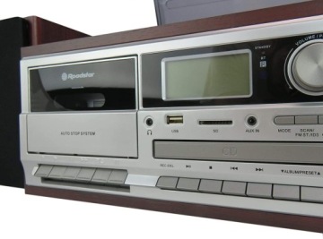 Проигрыватель проигрывателей ROADSTAR HIF-8892 CD AUX USB BT Wood
