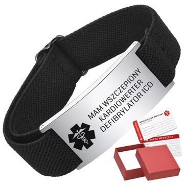 Bransoletka OPASKA na Gumce KARDIOWERTER-DEFIBRYLATOR, Regulowana