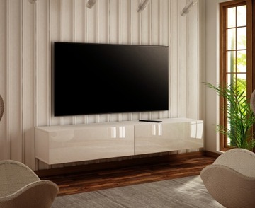 SZAFKA RTV WISZĄCA 140 CM BIAŁY POŁYSK