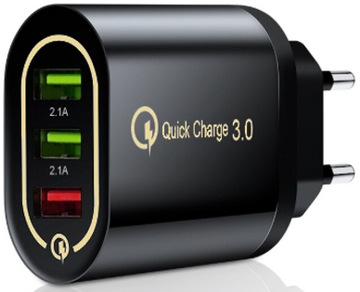 SZYBKA ŁADOWARKA SIECIOWA 3xUSB QUICK CHARGE 3.0