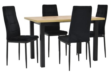Komplet 4 krzeseł metal+stół 80x80/160 rozkładany