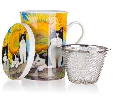 BANQUET KOT KOTEK KUBEK Z ZAPARZACZEM DO HERBATY KAWY ZIÓŁ 300ML SITKO
