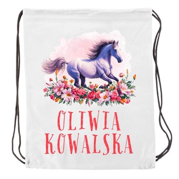 WOREK PLECAK na buty kapcie DO ŻŁOBKA PRZEDSZKOLA SZKOŁY z imieniem KONIK