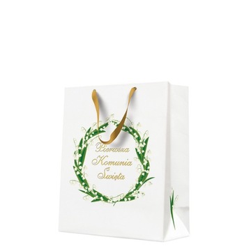 TORBA TOREBKA PREZENTOWA PIERWSZA KOMUNIA 26,5x33,5x13 CM KONWALIE IHS