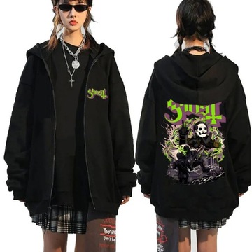 Ghost Band Zipper Hoodie Men Hip Hop Oversized Fas