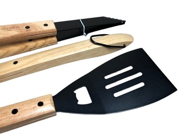 845 Набор массивных грилей для барбекю, толстая сталь, дерево, 3 предмета