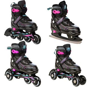 Rolki Wrotki Łyżwy Regulowane 4w1 Croxer Optima Mint/Pink 31-34 Abec7