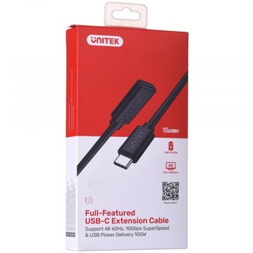 Przedłużacz Unitek USB-C typ-C 3.1 GEN2 4K PD 100W