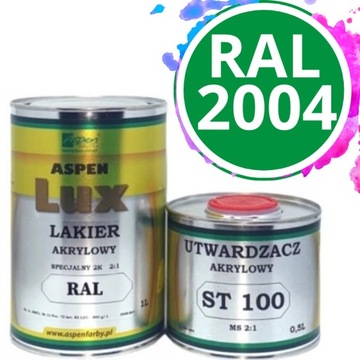 Lakier Akrylowy 1.5L Pomarańczowy RAL 2004 Aspen Lux + utwardzacz