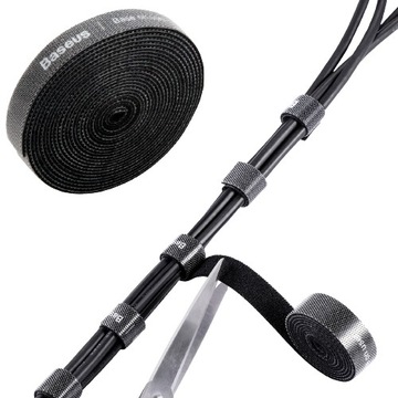 Лента-липучка Органайзер для кабельных стяжек Baseus Circle Velcro Strap 3м Черный