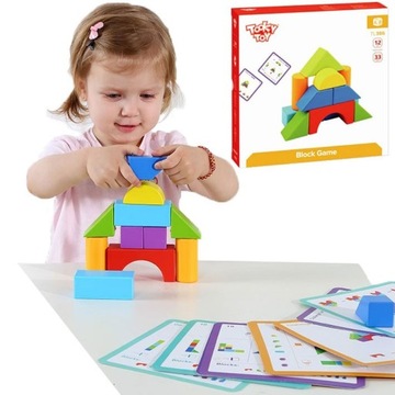 BLOCK GAME UKŁADANKA DREWNIANA KOLOROWE KLOCKI MONTESSORI GRA TOOKY TOY
