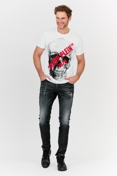 Philipp Plein Biały t-shirt z czaszką i logo r. L
