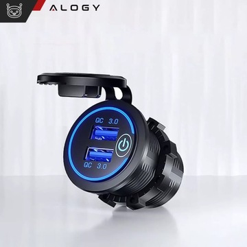 Ładowarka samochodowa zasilacz do auta 18W 2x USB QC 3.0 3A mała woltomierz