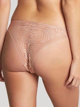 Panache Cleo Lyzy Vibe Tanga majtki wykrojone koronka beżowe RÓŻOWE 40