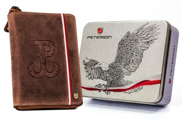 PETERSON portfel skórzany męski patriotyczny RFID