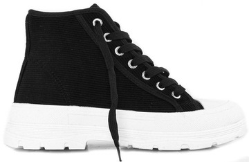 6366 CZARNE WYSOKIE TRAMPKI PALLADI PLATFORMA 39