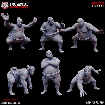 Japanese Sumo Wrestlers Kyoushuneko Miniatures