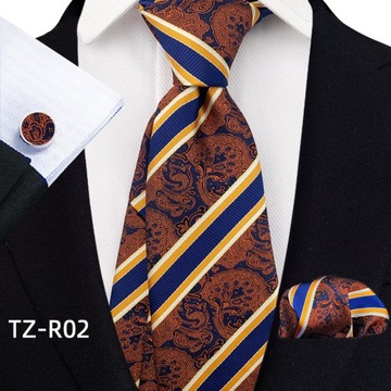 KRAWAT POSZETKA SPINKI DO MANKIETÓW VINTAGE CASUAL BRYTYJSKI STYL
