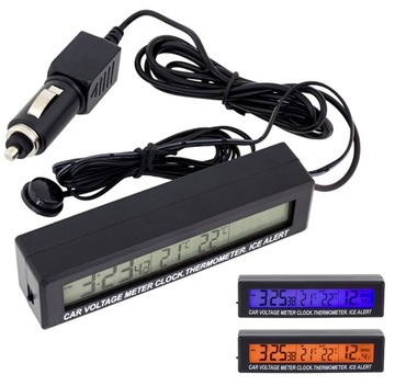 WOLTOMIERZ DO SAMOCHODU AUTA Z TERMOMETREM LCD ZEGAREK PODŚWIETLENIE AG97A