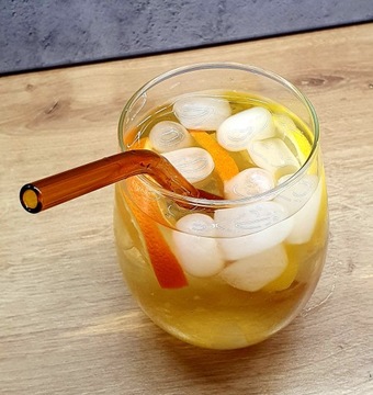 Соломинки изогнутые стеклянные, 8 шт, цветные, гнутые