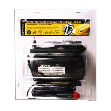 KOMPRESOR SAMOCHODOWY 12V 250PSI 18Bar + ADAPTERY