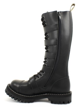 ЧЕРНЫЕ СТАЛЬНЫЕ БОТИНКИ С ПОЛОСАМИ НА 20 ОТВЕРСТИЙ MONSTER 39