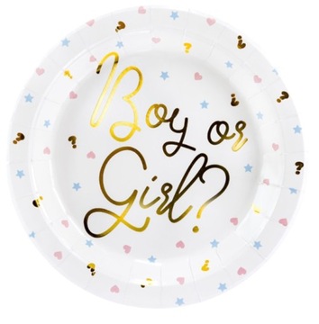 Talerzyki Boy Or Girl 23 cm Baby Shower Narodziny