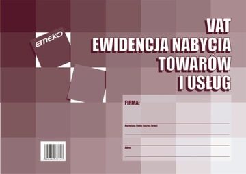 EWIDENCJA nabycia towarów VAT A5 druk Emeko 766