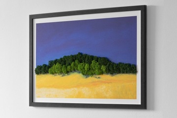 Картина со мхом, рамка, Пейзаж, сине-желтый, 60х40