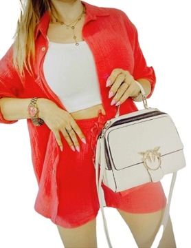 Муслиновый комплект, оранжевая рубашка и шорты