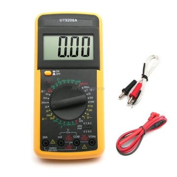 Miernik Cyfrowy DT9208A Multimetr Temperatura Gumowa Obudowa