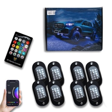 LAMPKI LED podwozia RGB POD AUTO AUTA NEON 8 LAMP