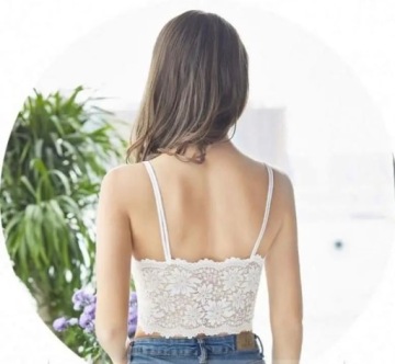 БЕЛЫЙ КРУЖЕВНОЙ ТОП КОРОТКИЙ Бюстгальтер PUSH UP С КРУЖЕВОМ НА ВЫРЕЗЕ S/M