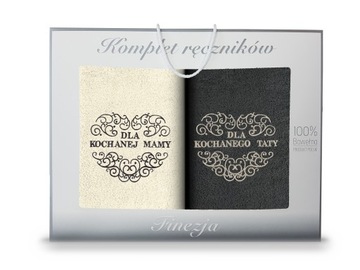 ZESTAW PREZENTOWY RĘCZNIKÓW NA DZIEŃ MATKI I OJCA PREZENT HAFT PUDEŁKO