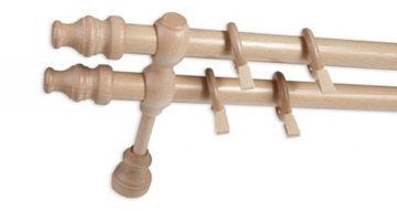 KARNISZ DREWNIANY 28 mm podwójny buk 270 cm