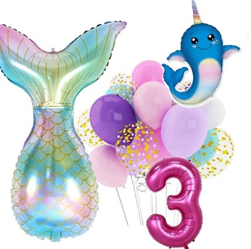 BALONY zestaw na urodziny 3 LATKA SYRENKA