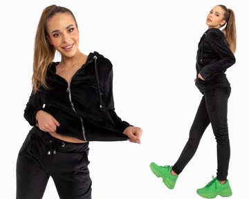 DRES damskI WELUR z KAPTUREM rozpinany WELUROWY F087 czarny 36 S