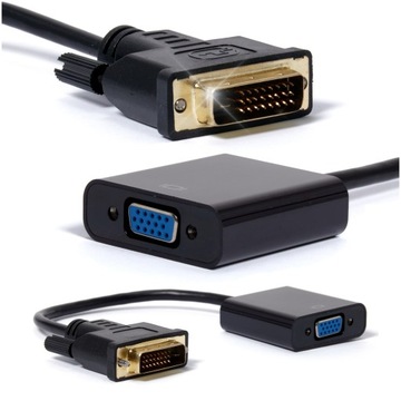 Adapter kabel przejściówka DVI na VGA DSUB Akyga 15cm do monitora rzutnika