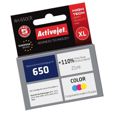 ACTIVEJET TUSZ DO DRUKARKI HP 650 CZ102AE 3 KOLORY