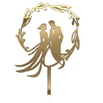 Свадебный топпер НОВАЯ ПАРА фигурка жениха и невесты на свадебный торт, золотое зеркало