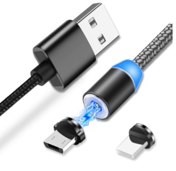МАГНИТНЫЙ НЕЙЛОНОВЫЙ КАБЕЛЬ 3в1 MICRO USB TYP C