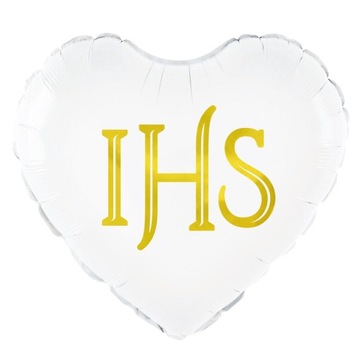 Balon Foliowy Serce Komunia IHS 45cm 18 cali