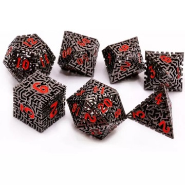 НАБОР ИЗ 7 МЕТАЛЛИЧЕСКИХ КОСТЕЙ ДЛЯ РПГ + МЕТАЛЛИЧЕСКИЙ КОРПУС