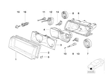 Прокладка фары BMW E36 компакт 316i 318 323